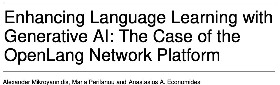 Enhancing Language Learning with Generative AI: The Case of the OpenLang Network Platform